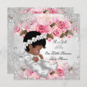 Princess Baby Shower Girl Pink Snowflake Rose Einladung (Vorne/Hinten)