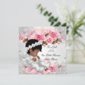 Princess Baby Shower Girl Pink Snowflake Rose Einladung (Stehend Vorderseite)