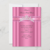 Princess Baby Shower Girl Pink Tiara Bow Einladung (Rückseite)