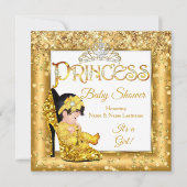 Princess Baby Shower Gold High Heel Glitzer Medium Einladung (Vorderseite)