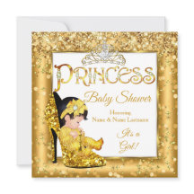 Princess Baby Shower Gold High Heel Glitzer Medium