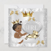 Princess Baby Shower Gold Silver Damask Ethnisch Einladung (Vorderseite)