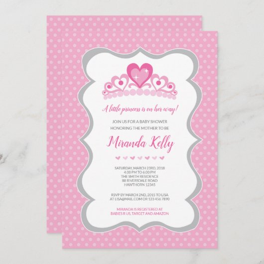 Princess Baby Shower Invitation, Girl Baby Dusche Einladung (Vorne/Hinten)
