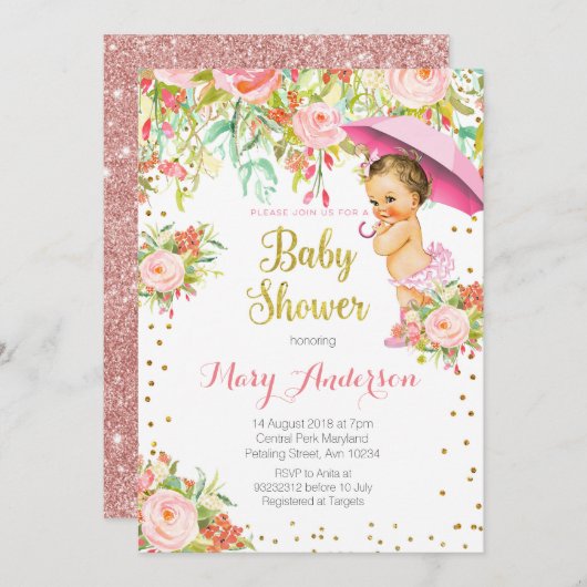 Princess Baby Shower Invite Girl Einladung (Vorne/Hinten)