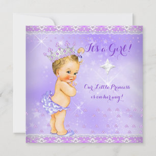 Princess Baby Shower Lilac Lila Lavender Blonde Einladung