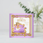 Princess Baby Shower Lilac Pink Gold Stuhl Blonde Einladung (Stehend Vorderseite)