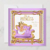 Princess Baby Shower Lilac Pink Gold Stuhl Blonde Einladung (Vorderseite)