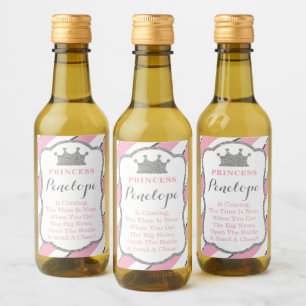 Princess Baby Shower Mini Weinflaschen Etiketten