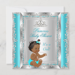 Princess Baby Shower Party Aquamarin Silver Ethnic Einladung