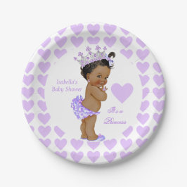 Princess Baby Shower Party Lila Heart Ethnic Pappteller