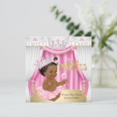 Princess Baby Shower Rosa White Gem Gold Ethnic Einladung (Stehend Vorderseite)
