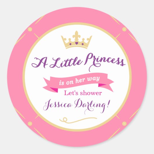 Princess Baby Shower Stickers | Rosa + Lila Mädche (Vorderseite)