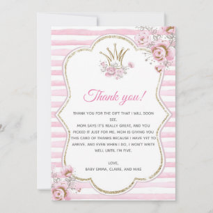 Princess Baby Shower Thank You Card Dankeskarte