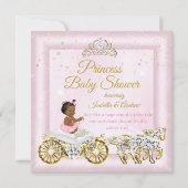 Princess Baby Shower Tiara Pink Carriage Ethnic Einladung (Vorderseite)