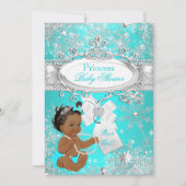 Princess Baby Showflakes Aqua Ethnic Einladung (Vorderseite)