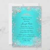 Princess Baby Showflakes Aqua Ethnic Einladung (Rückseite)