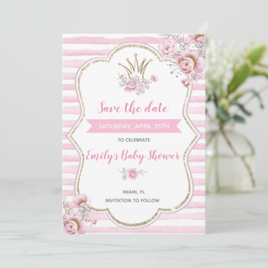 Princess Babydusche Save the Date (Stehend Vorderseite)