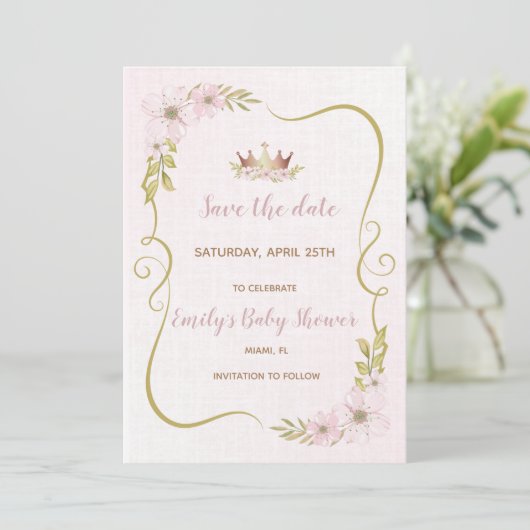Princess Babydusche Save the Date (Stehend Vorderseite)