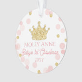 Princess Baby's 1. Christmas Pink Gold Foto Ornament (Vorderseite)