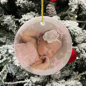 Princess Baby's 1. Weihnachts Pink & Gold Foto Keramik Ornament