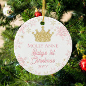 Princess Baby's 1. Weihnachts Pink & Gold Foto Keramik Ornament