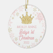 Princess Baby's 1. Weihnachts Pink & Gold Glitzer Keramik Ornament (Links)