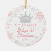 Princess Baby's 1. Weihnachts Pink Silver Foto Keramik Ornament (Vorne)