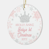 Princess Baby's 1. Weihnachts Pink Silver Foto Keramik Ornament (Links)