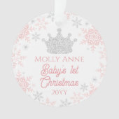 Princess Baby's 1. Weihnachts Pink Silver Foto Ornament (Vorderseite)