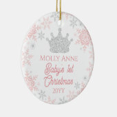 Princess Baby's 1. Weihnachts Pink Silver Glitzer Keramik Ornament (Rechts)