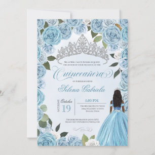 Princess Ball Blue Rose Ainderella Quinceanera Einladung