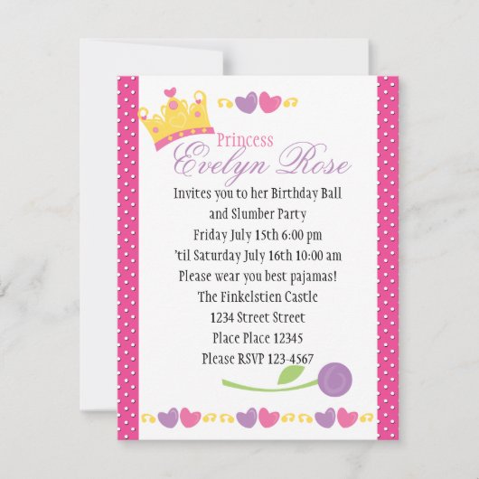 Princess Ball Einladung (Vorderseite)