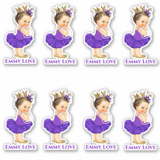 Princess Ballerina Baby Girl Lila Tutu Crown Aufkleber (Vorderseite)