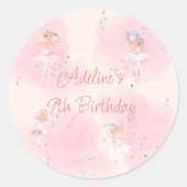 Princess Ballerina Birthday Classic Round Sticker (Vorderseite)