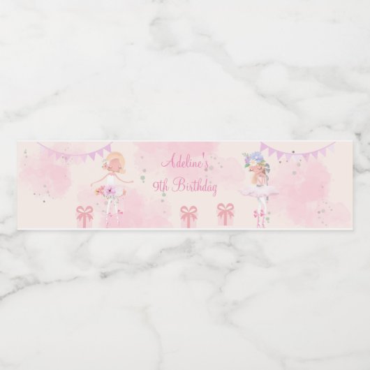 Princess Ballerina Birthday Wasserflaschenetikett (Einzelnes Label)