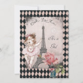 Princess Ballerina Eiffel Tower Baby Dusche Einladung (Vorderseite)