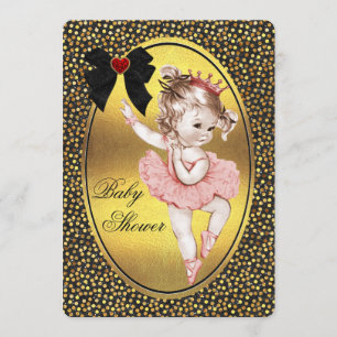 Princess Ballerina Imitate Bow Foil & Glitzer Dusc Einladung