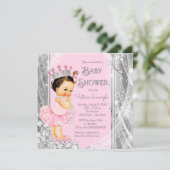 Princess Ballerina Pink Silver Baby Dusche Einladung (Stehend Vorderseite)