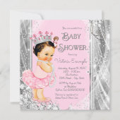 Princess Ballerina Pink Silver Baby Dusche Einladung (Vorderseite)