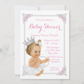 Princess Ballerina Tutu Pink Bow Pearl Baby Dusche Einladung (Rückseite)