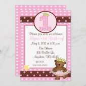 Princess Ballet Bear Girls Einladung zum ersten Ge (Vorne/Hinten)