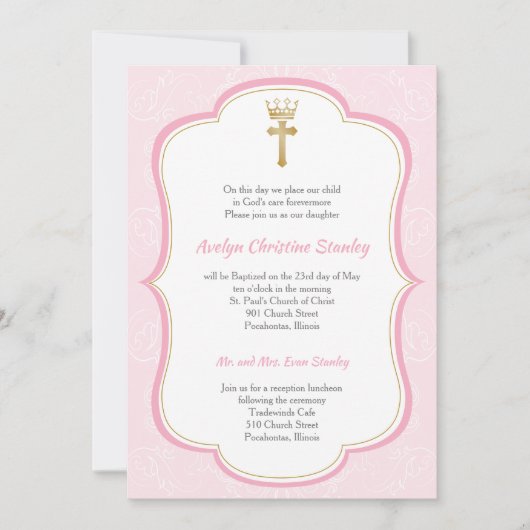 Princess Baptismuseinladung Einladung (Vorderseite)