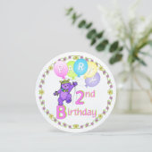 Princess Bear 2. Geburtstag Party Custom Einladung (Stehend Vorderseite)