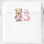 Princess Bear 3. Geburtstag Runder Aufkleber (Tasche)