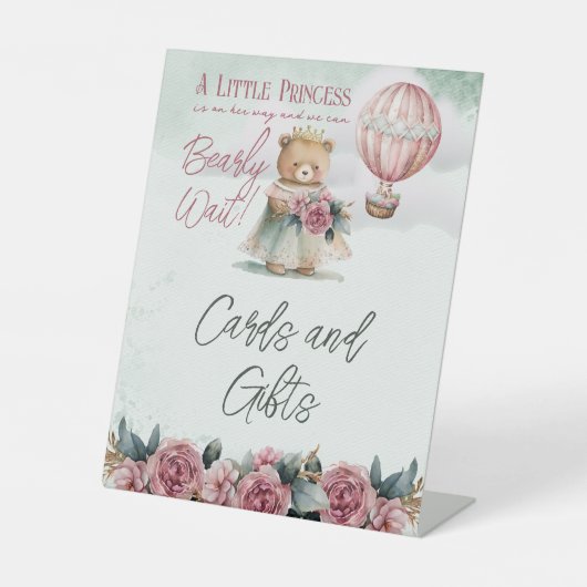 Princess Bear Bearly Wait Girl Cards and Gifts Sockelschild (Vorderseite)