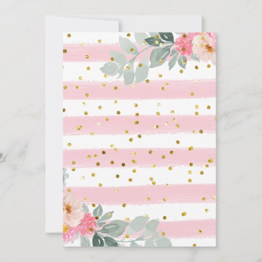 Princess Bear Pink Blumendusche Einladung (Rückseite)