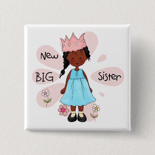 Princess Big Sister African American Button (Vorderseite)