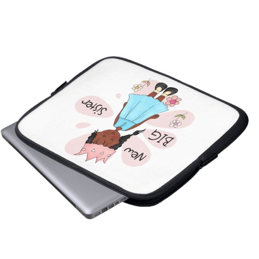 Princess Big Sister African American Laptopschutzhülle (Vorne Knopf)