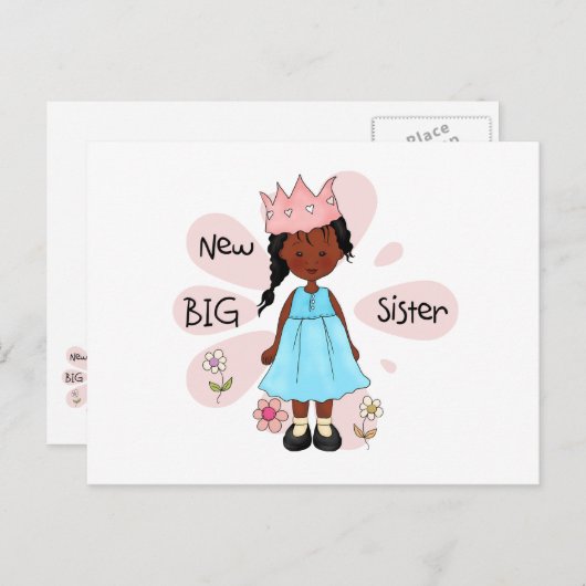 Princess Big Sister African American Postkarte (Vorne/Hinten)
