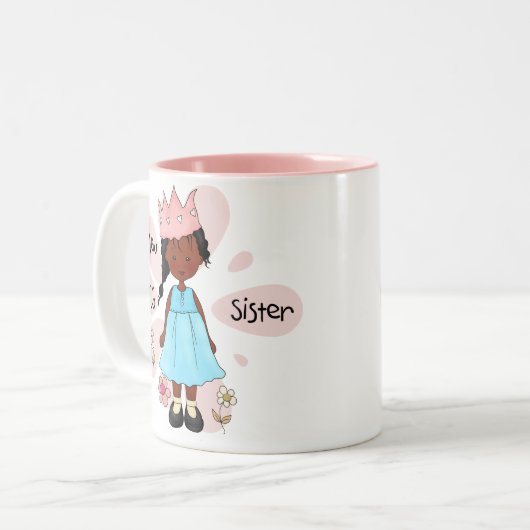 Princess Big Sister African American Zweifarbige Tasse (Vorderseite Links)